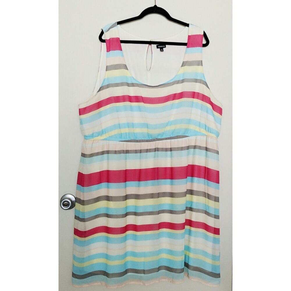 Torrid Pastel Striped Dress Sleeveless Sundress Lined 4 (4X)